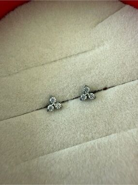Trinity Stud Nap Earrings Threadless Flatback CZ 18g 8mm